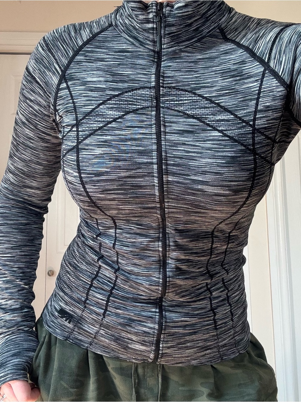 Marika Black & Gray Heathered Active Top